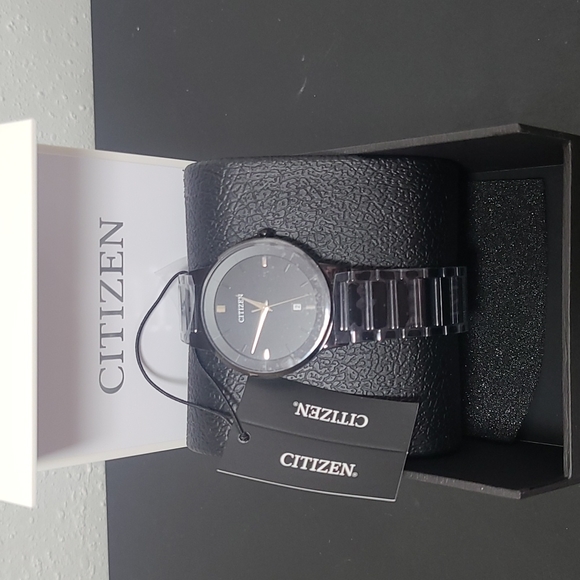 Citizen Other - Citizen Quartz Men's Black Ion plated bracelet watch